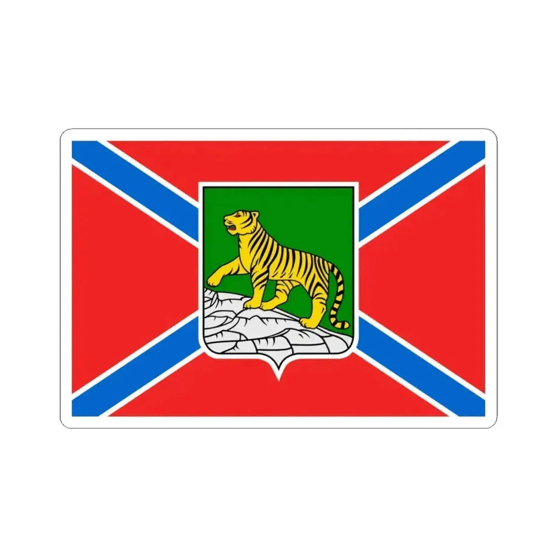 Flag of Vladivostok Russia - STICKER Vinyl Kiss-Cut Decal 4 Inch White - The Sticker Space