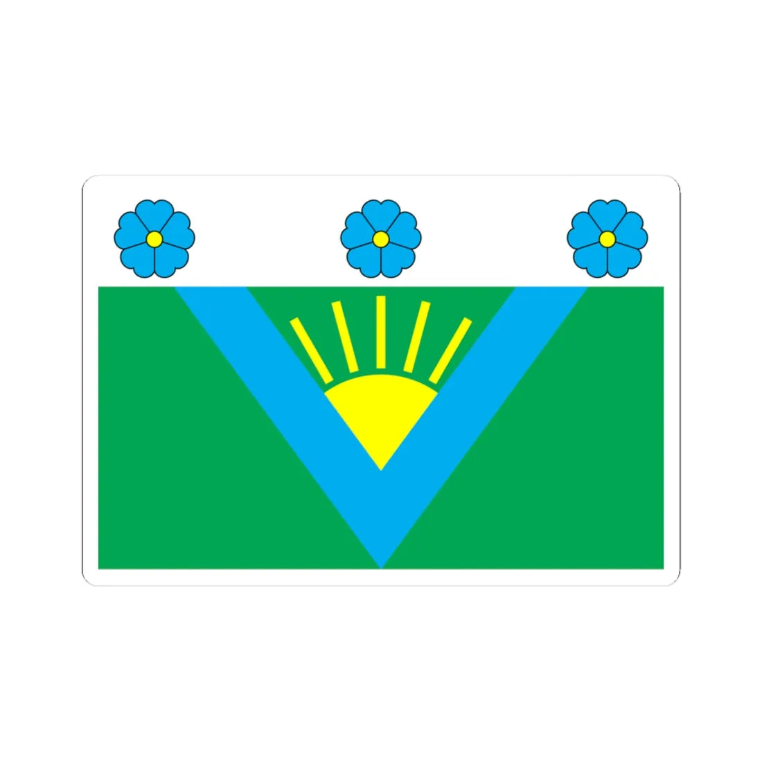 Flag of Volodymyrets raion (Ukraine) STICKER Vinyl Kiss-Cut Decal 3 Inch White - The Sticker Space