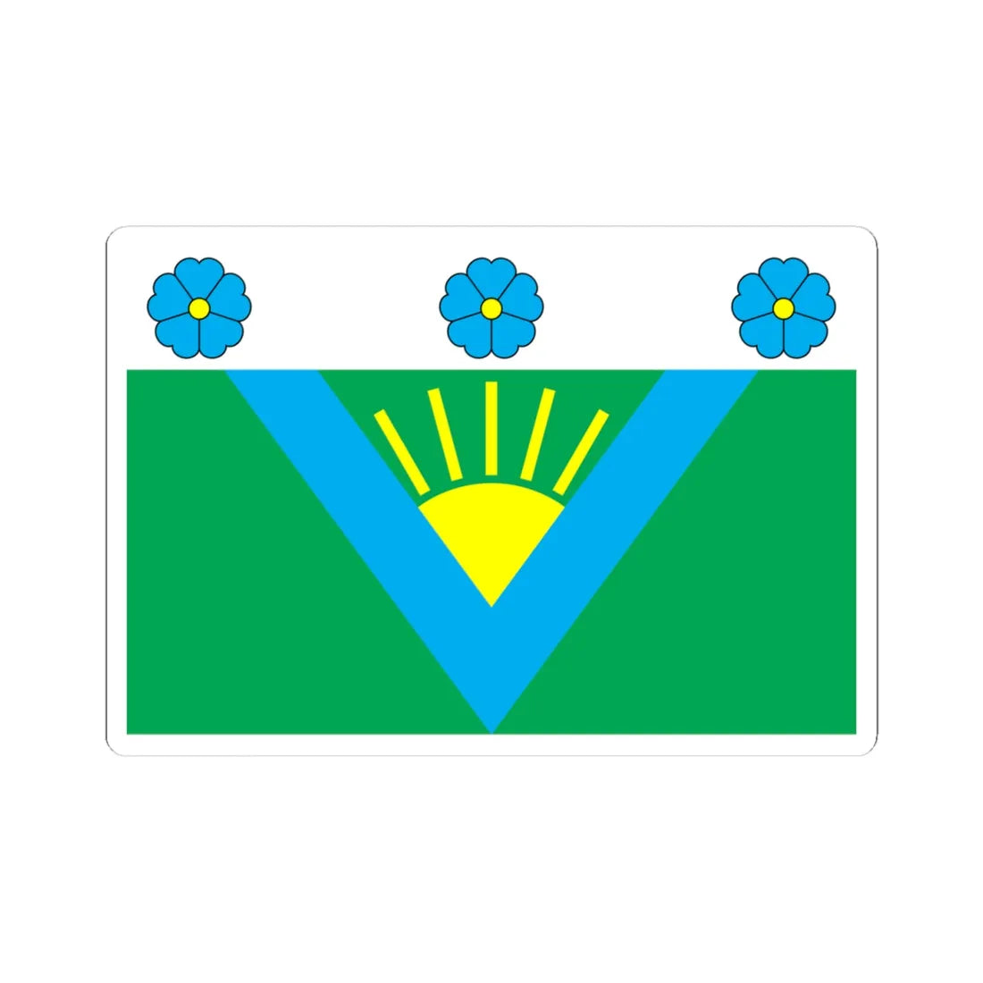 Flag of Volodymyrets raion (Ukraine) STICKER Vinyl Kiss-Cut Decal 4 Inch White - The Sticker Space