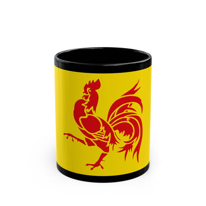 Flag of Wallonia the French Community and Walloon Region Belgium - Black Coffee Mug-11oz-The Sticker Space