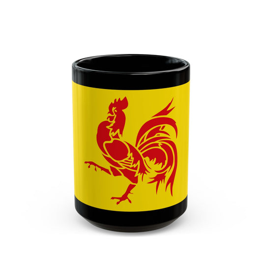 Flag of Wallonia the French Community and Walloon Region Belgium - Black Coffee Mug-15oz-The Sticker Space