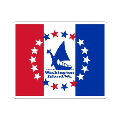 Flag of Washington Island Wisconsin (United States) STICKER Vinyl Kiss-Cut Decal 2 Inch White - The Sticker Space