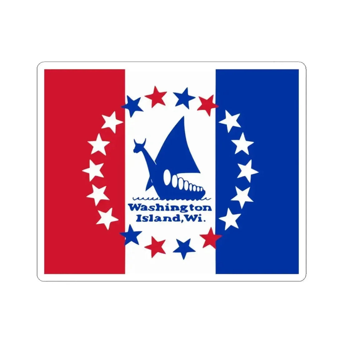 Flag of Washington Island Wisconsin (United States) STICKER Vinyl Kiss-Cut Decal 3 Inch White - The Sticker Space