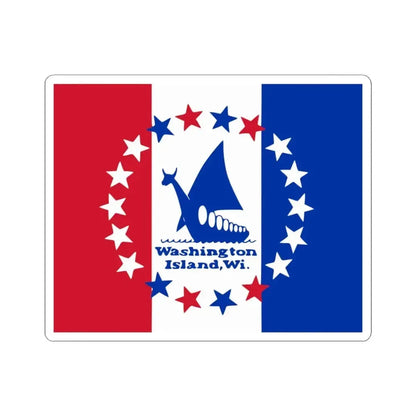 Flag of Washington Island Wisconsin (United States) STICKER Vinyl Kiss-Cut Decal 3 Inch White - The Sticker Space