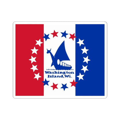 Flag of Washington Island Wisconsin (United States) STICKER Vinyl Kiss-Cut Decal 4 Inch White - The Sticker Space