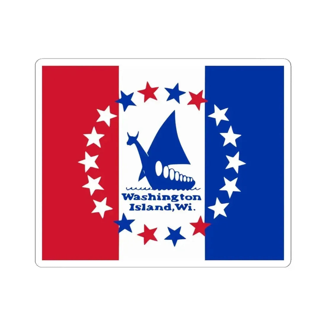 Flag of Washington Island Wisconsin (United States) STICKER Vinyl Kiss-Cut Decal 6 Inch White - The Sticker Space