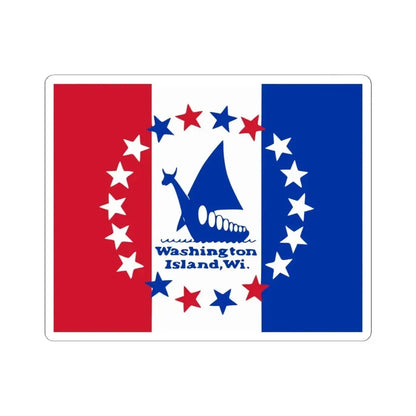 Flag of Washington Island Wisconsin (United States) STICKER Vinyl Kiss-Cut Decal 6 Inch White - The Sticker Space