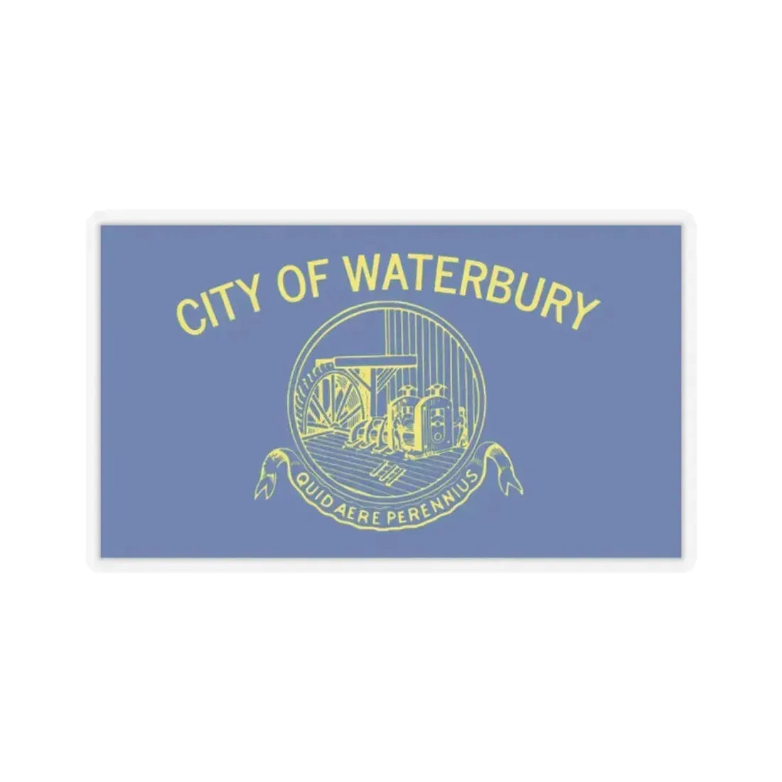 Flag of Waterbury, Connecticut - STICKER Vinyl Kiss-Cut Decal 2 Inch Transparent - The Sticker Space