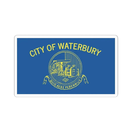 Flag of Waterbury, Connecticut - STICKER Vinyl Kiss-Cut Decal 2 Inch White - The Sticker Space