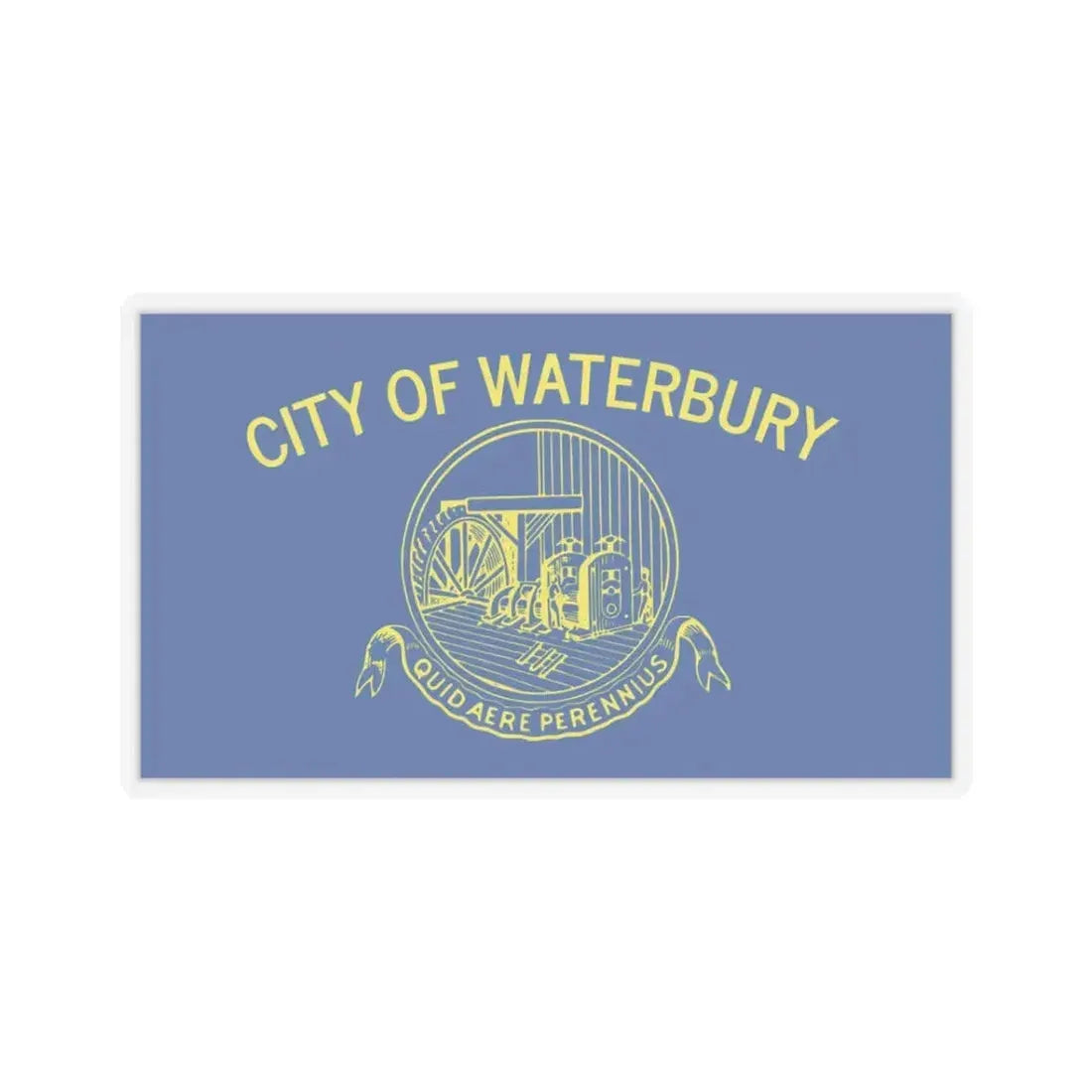 Flag of Waterbury, Connecticut - STICKER Vinyl Kiss-Cut Decal 3 Inch Transparent - The Sticker Space