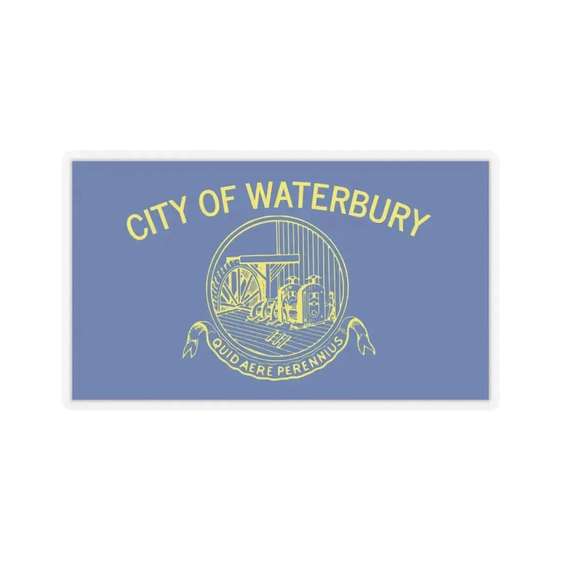 Flag of Waterbury, Connecticut - STICKER Vinyl Kiss-Cut Decal 4 Inch Transparent - The Sticker Space