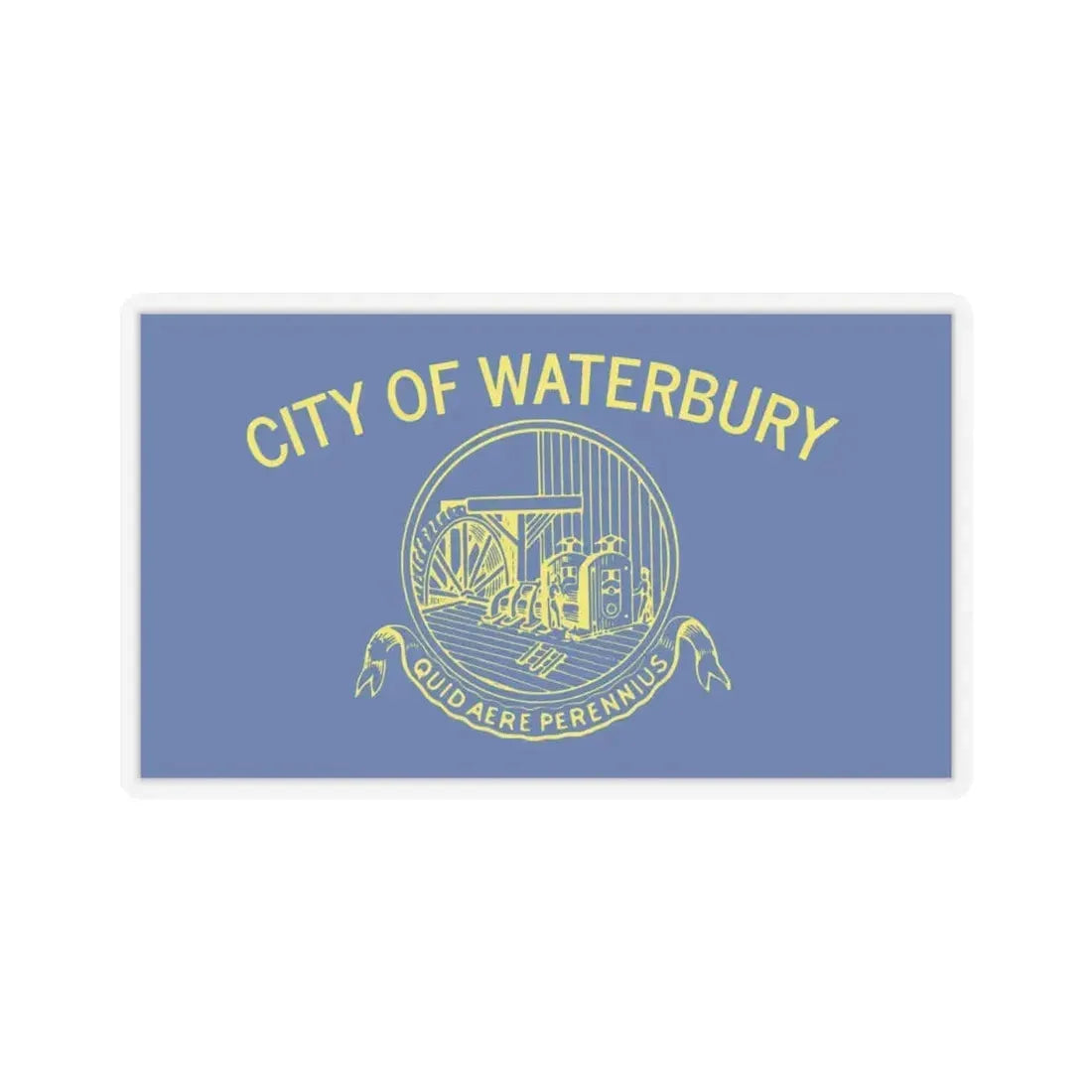 Flag of Waterbury, Connecticut - STICKER Vinyl Kiss-Cut Decal 6 Inch Transparent - The Sticker Space