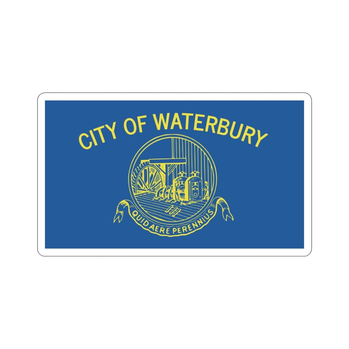 Flag of Waterbury Connecticut USA STICKER Vinyl Die-Cut Decal-4 Inch-The Sticker Space