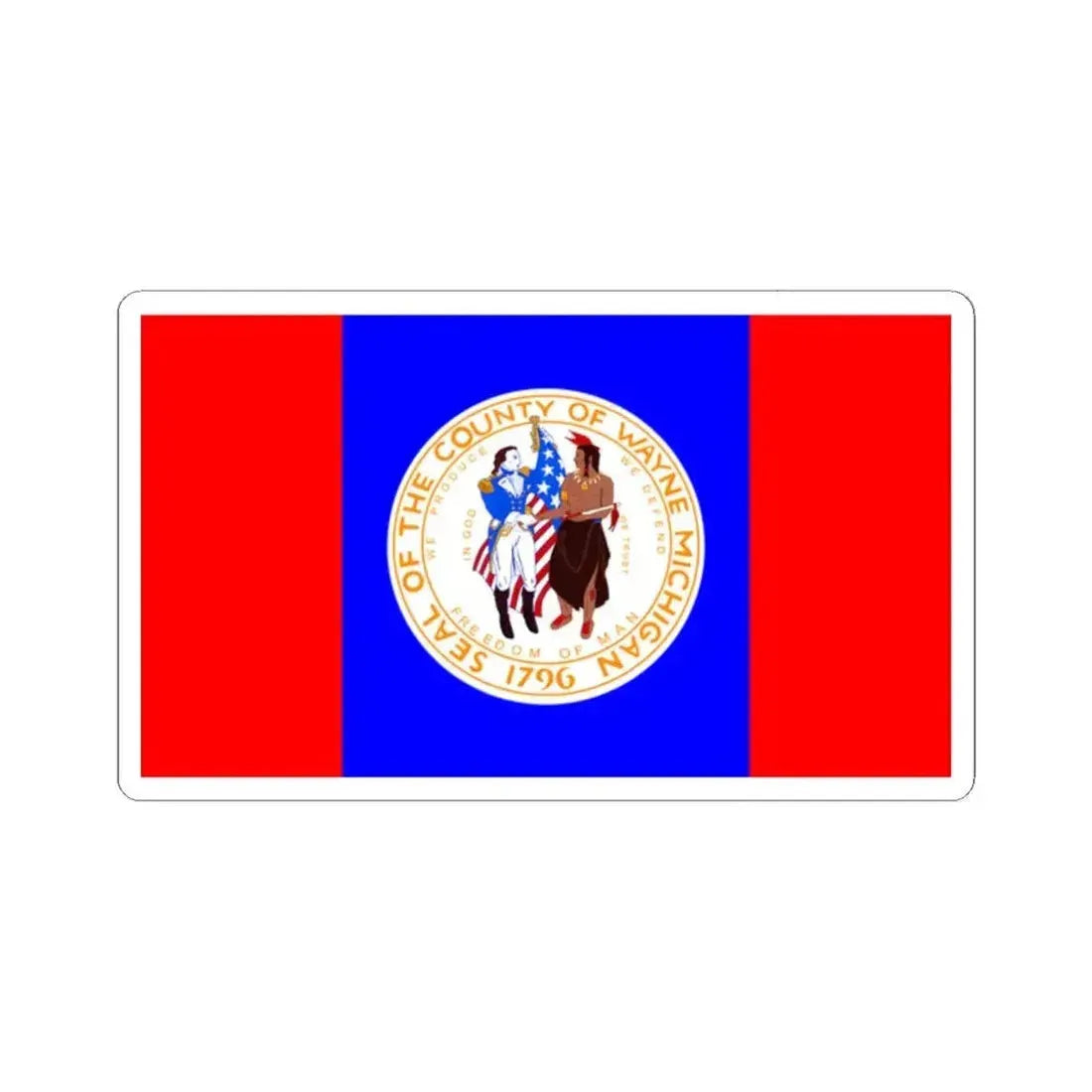 Flag of Wayne County Michigan (United States) STICKER Vinyl Kiss-Cut Decal 2 Inch White - The Sticker Space