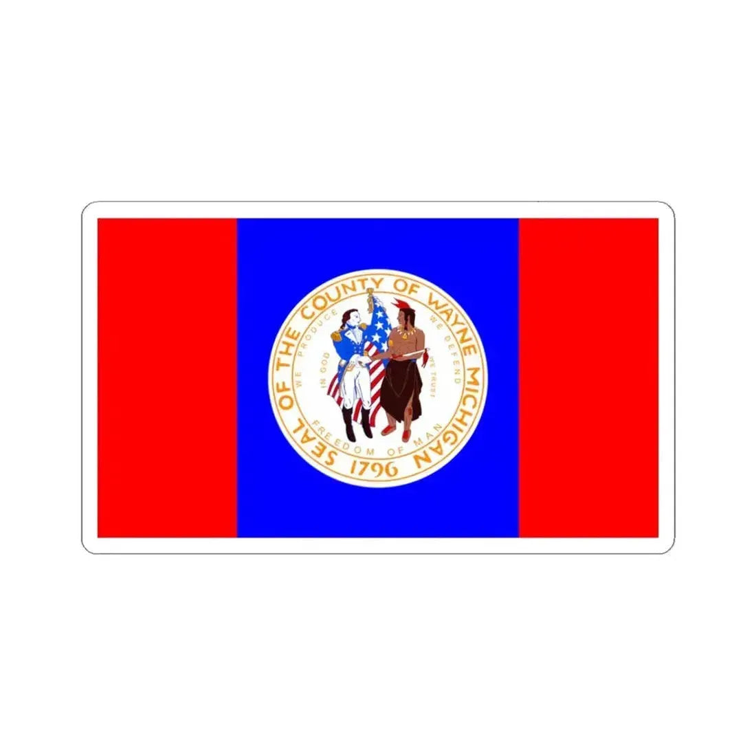 Flag of Wayne County Michigan (United States) STICKER Vinyl Kiss-Cut Decal 3 Inch White - The Sticker Space