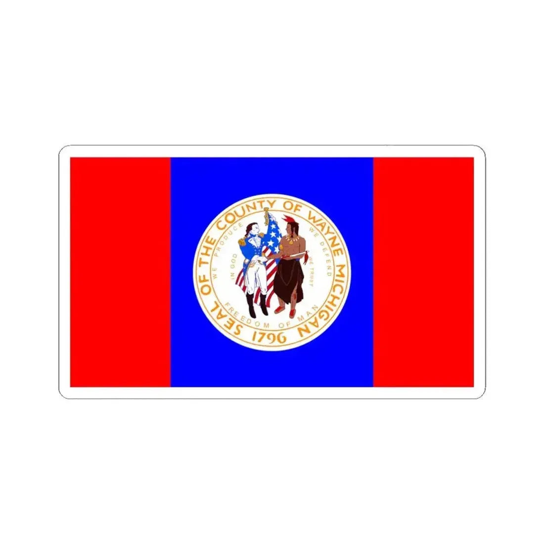 Flag of Wayne County Michigan (United States) STICKER Vinyl Kiss-Cut Decal 4 Inch White - The Sticker Space