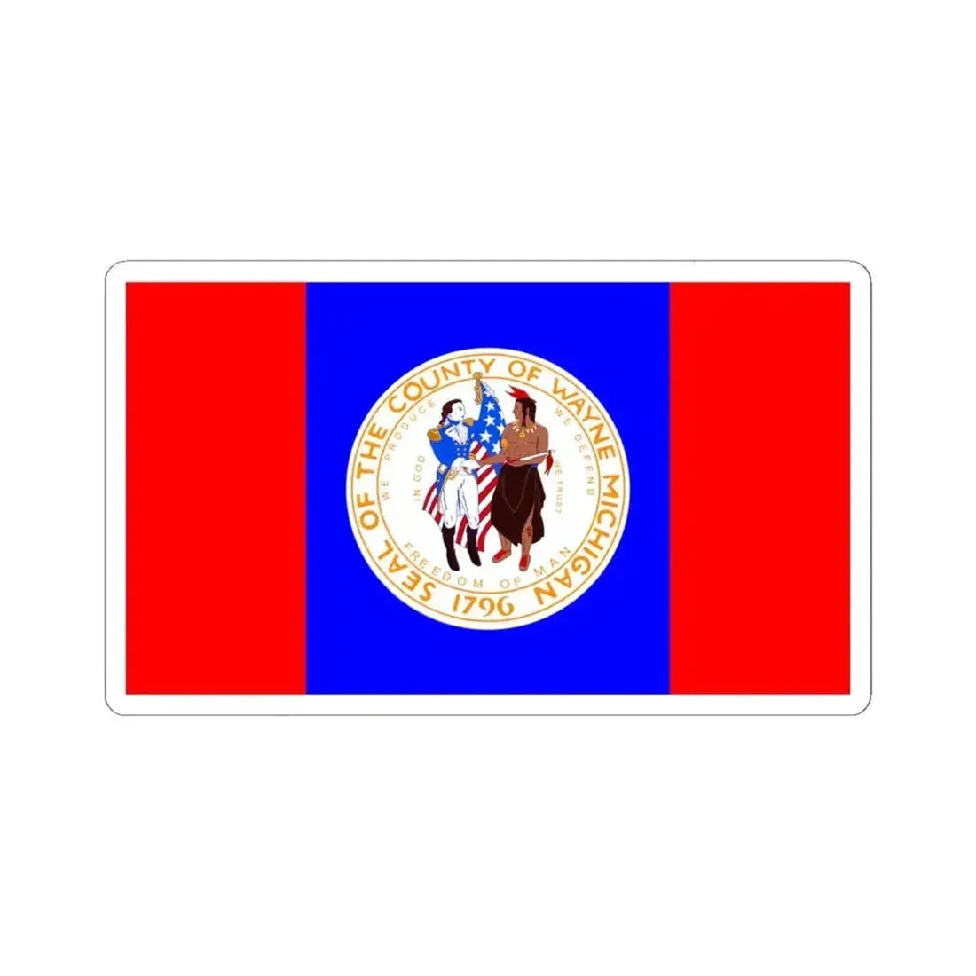 Flag of Wayne County Michigan (United States) STICKER Vinyl Kiss-Cut Decal 6 Inch White - The Sticker Space