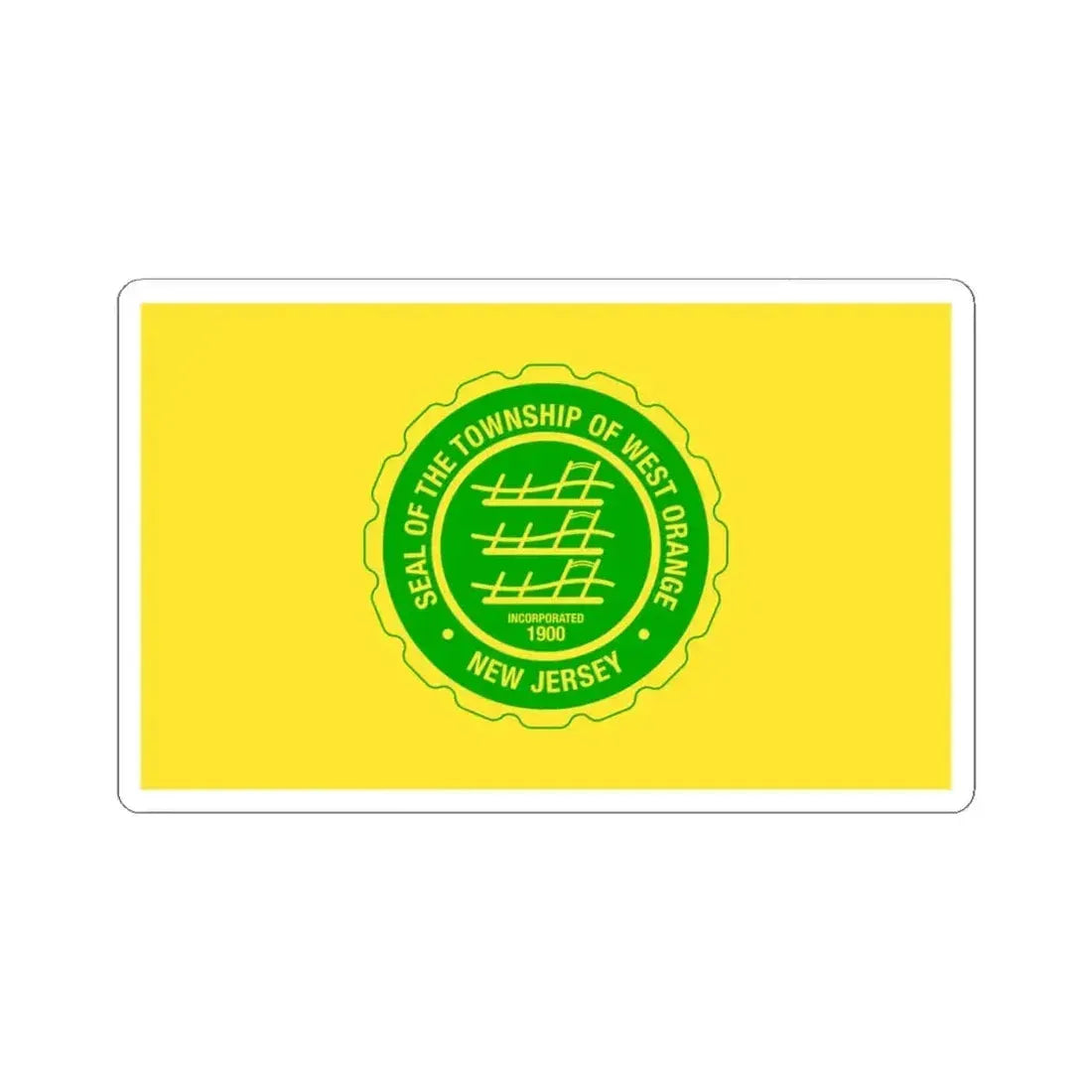 Flag of West Orange New Jersey (United States) STICKER Vinyl Kiss-Cut Decal 4 Inch White - The Sticker Space