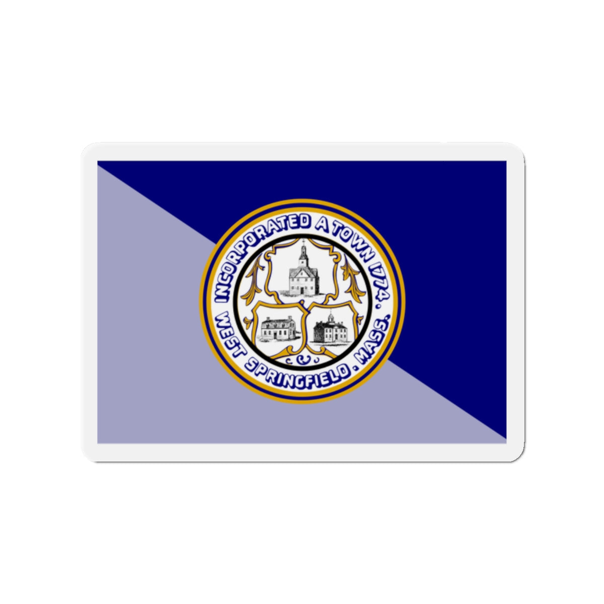 Flag of West Springfield Massachusetts - Die-Cut Magnet-2" x 2"-The Sticker Space