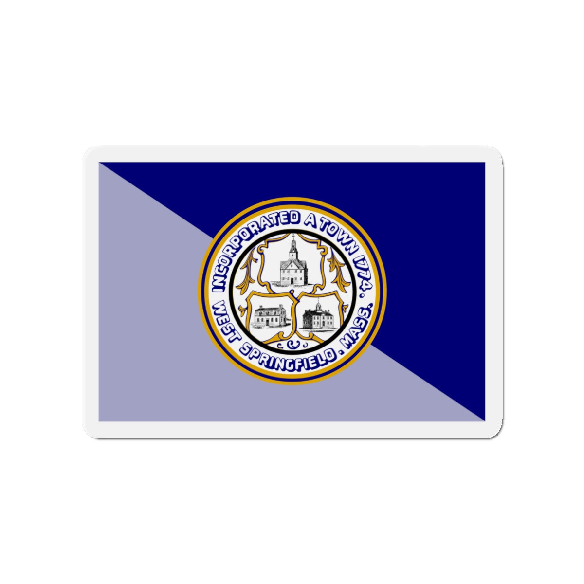 Flag of West Springfield Massachusetts - Die-Cut Magnet-3" x 3"-The Sticker Space