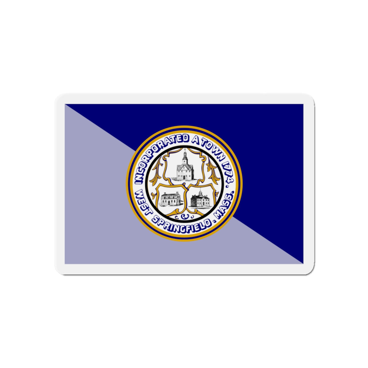 Flag of West Springfield Massachusetts - Die-Cut Magnet-4" x 4"-The Sticker Space