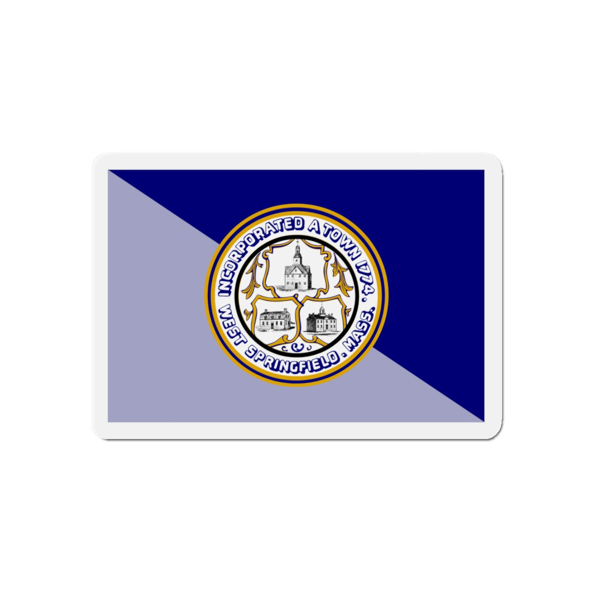 Flag of West Springfield Massachusetts - Die-Cut Magnet-5" x 5"-The Sticker Space