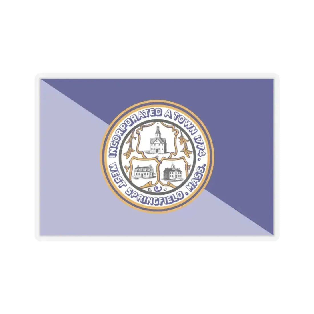 Flag of West Springfield, Massachusetts - STICKER Vinyl Kiss-Cut Decal 2 Inch Transparent - The Sticker Space