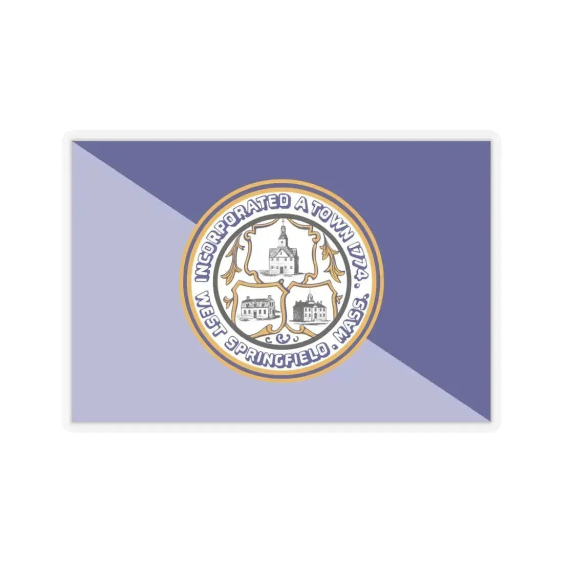 Flag of West Springfield, Massachusetts - STICKER Vinyl Kiss-Cut Decal 3 Inch Transparent - The Sticker Space