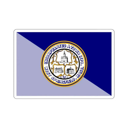 Flag of West Springfield, Massachusetts - STICKER Vinyl Kiss-Cut Decal 3 Inch White - The Sticker Space