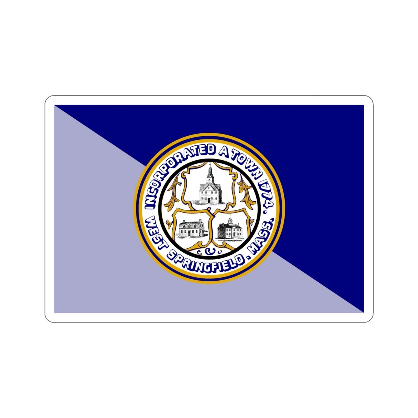 Flag of West Springfield Massachusetts USA STICKER Vinyl Die-Cut Decal-4 Inch-The Sticker Space