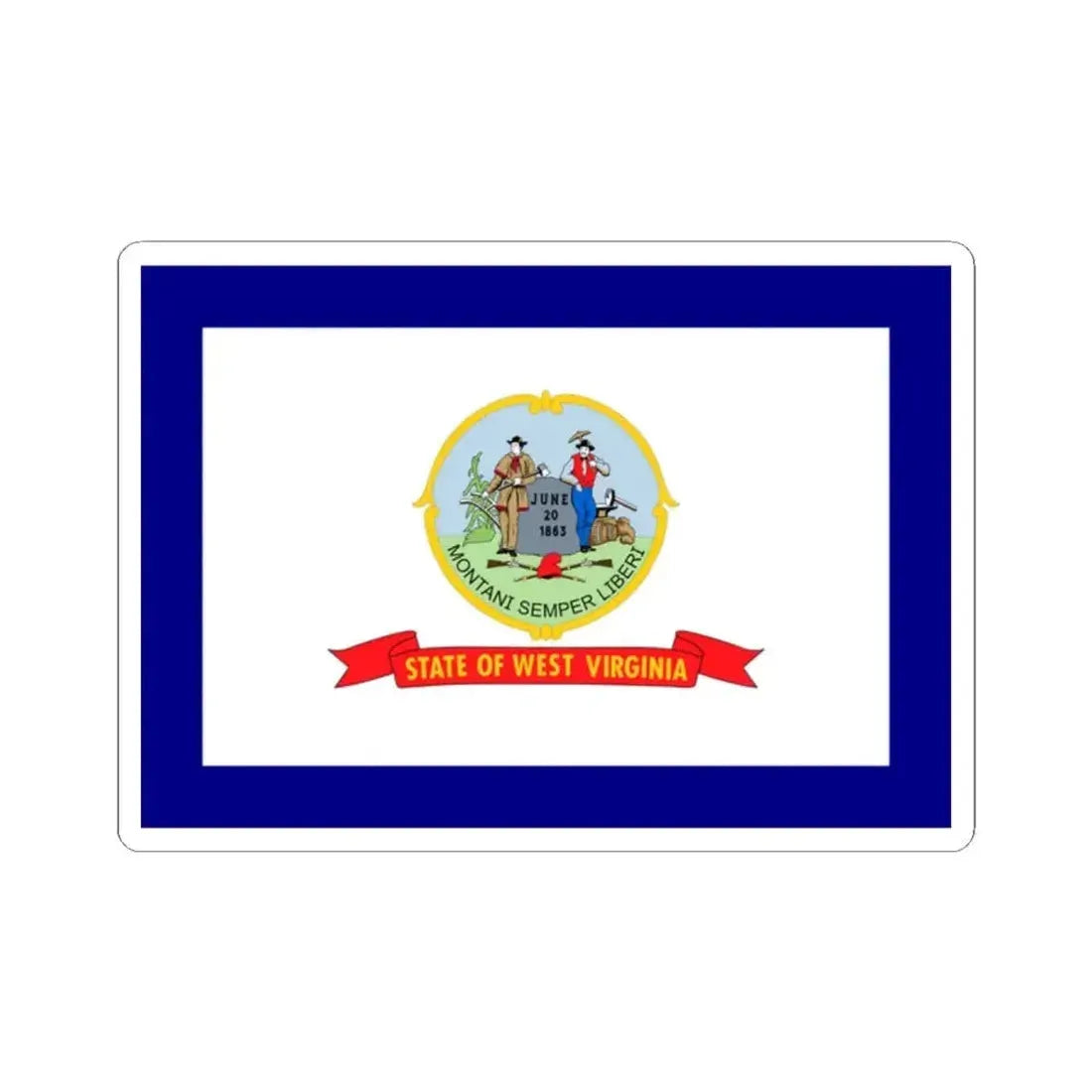 Flag of West Virginia 1907-1929 (United States) STICKER Vinyl Kiss-Cut Decal 2 Inch White - The Sticker Space