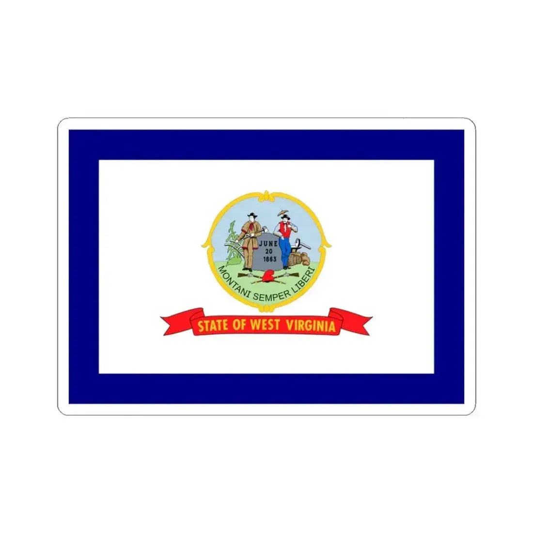 Flag of West Virginia 1907-1929 (United States) STICKER Vinyl Kiss-Cut Decal 3 Inch White - The Sticker Space