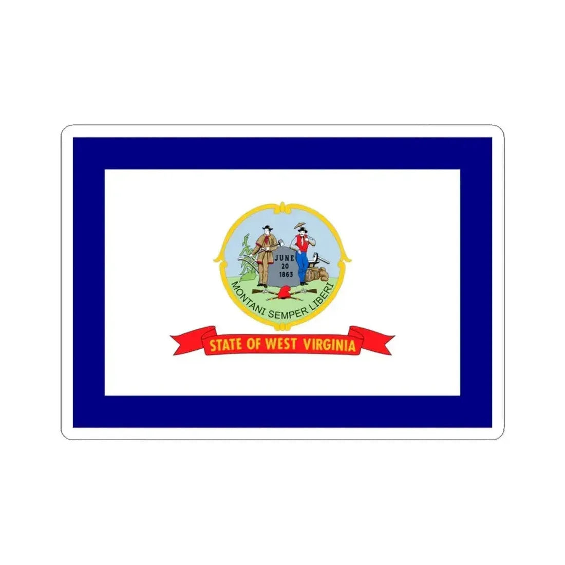 Flag of West Virginia 1907-1929 (United States) STICKER Vinyl Kiss-Cut Decal 4 Inch White - The Sticker Space