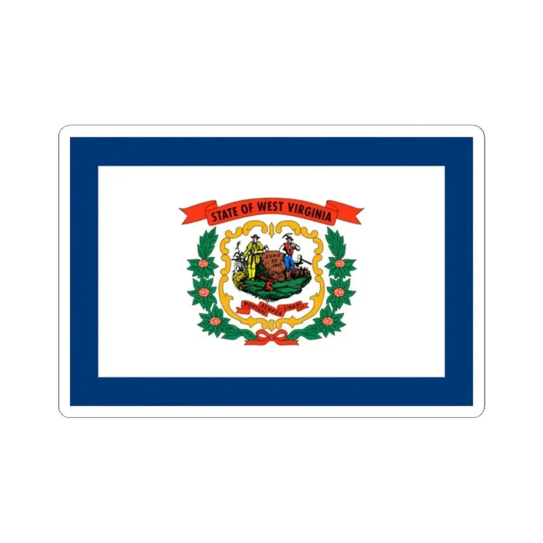 Flag of West Virginia 3-2 (United States) STICKER Vinyl Kiss-Cut Decal 2 Inch White - The Sticker Space
