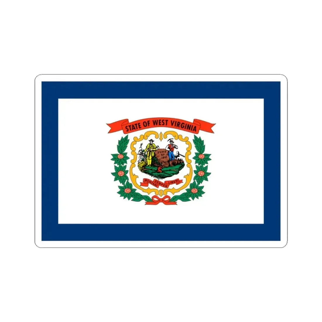 Flag of West Virginia 3-2 (United States) STICKER Vinyl Kiss-Cut Decal 3 Inch White - The Sticker Space