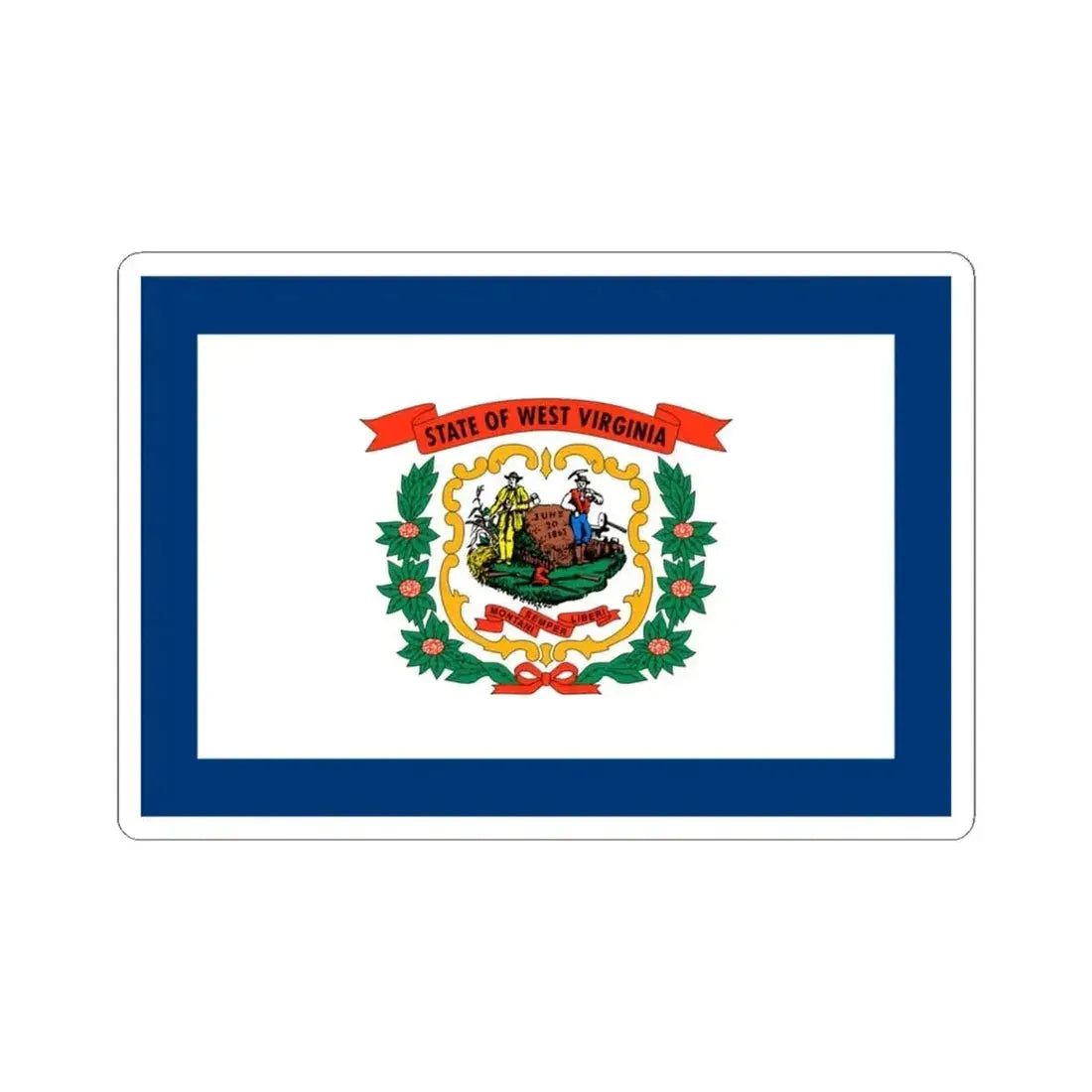 Flag of West Virginia 3-2 (United States) STICKER Vinyl Kiss-Cut Decal 4 Inch White - The Sticker Space