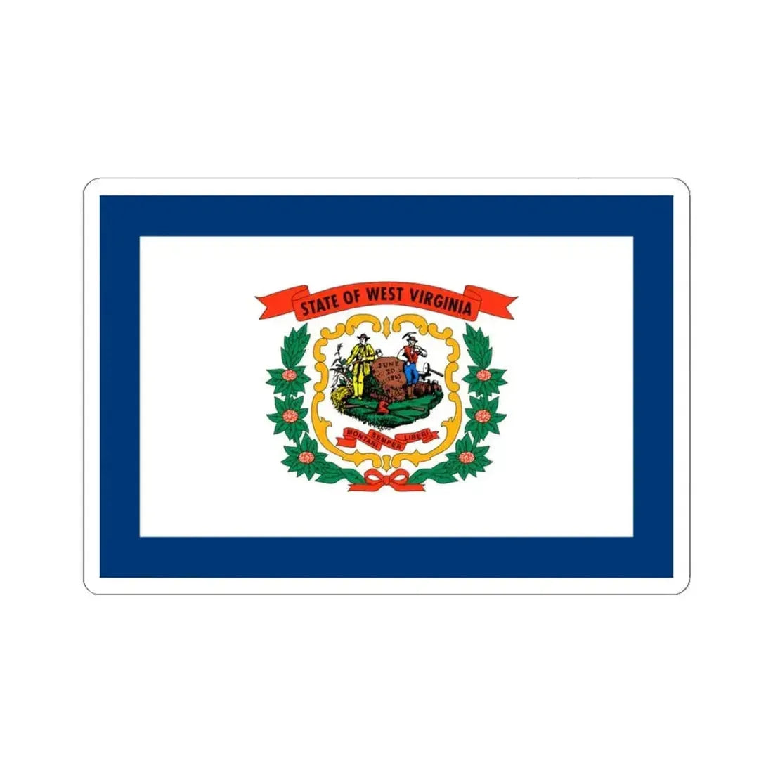 Flag of West Virginia 3-2 (United States) STICKER Vinyl Kiss-Cut Decal 6 Inch White - The Sticker Space