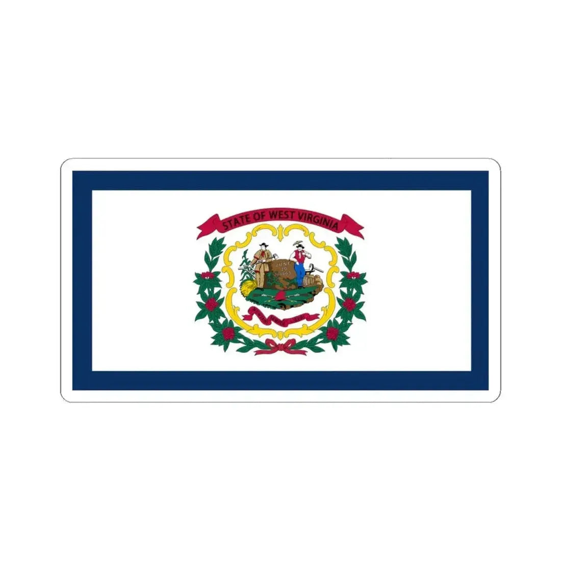 Flag of West Virginia (United States) STICKER Vinyl Kiss-Cut Decal 4 Inch White - The Sticker Space