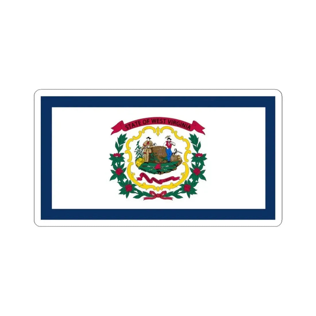 Flag of West Virginia (United States) STICKER Vinyl Kiss-Cut Decal 6 Inch White - The Sticker Space