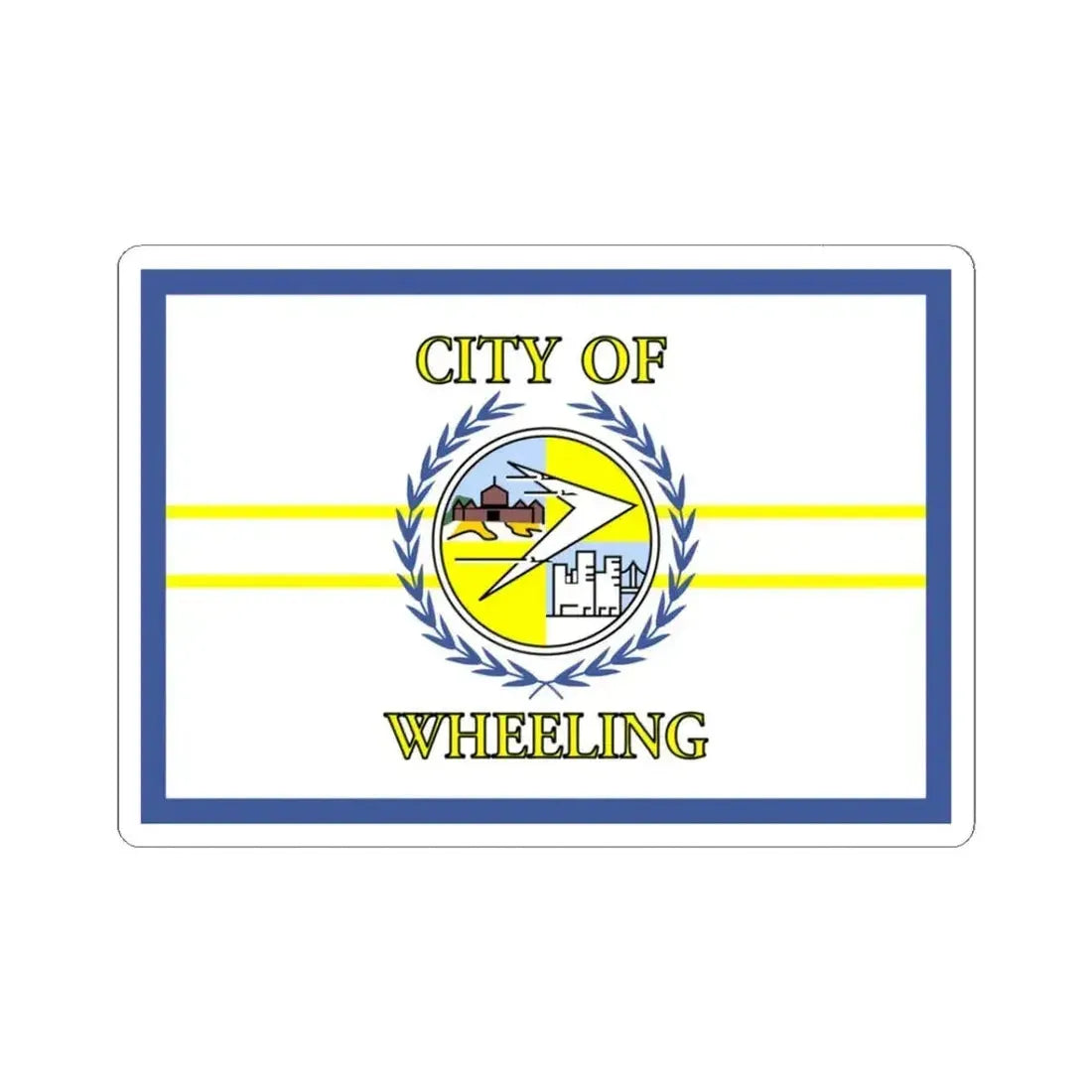 Flag of Wheeling West Virginia 1968-2018 (United States) STICKER Vinyl Kiss-Cut Decal 3 Inch White - The Sticker Space