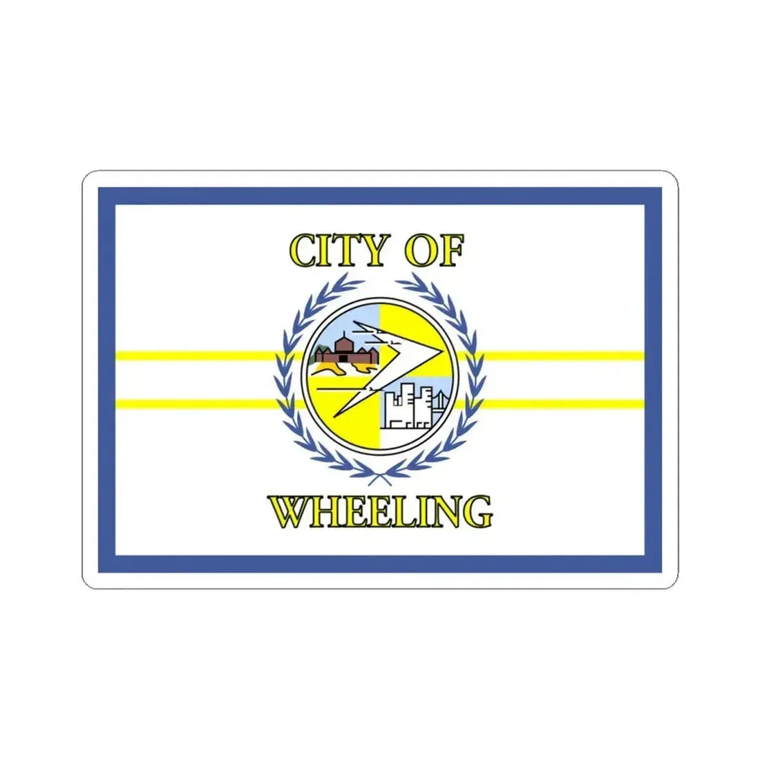 Flag of Wheeling West Virginia 1968-2018 (United States) STICKER Vinyl Kiss-Cut Decal 4 Inch White - The Sticker Space