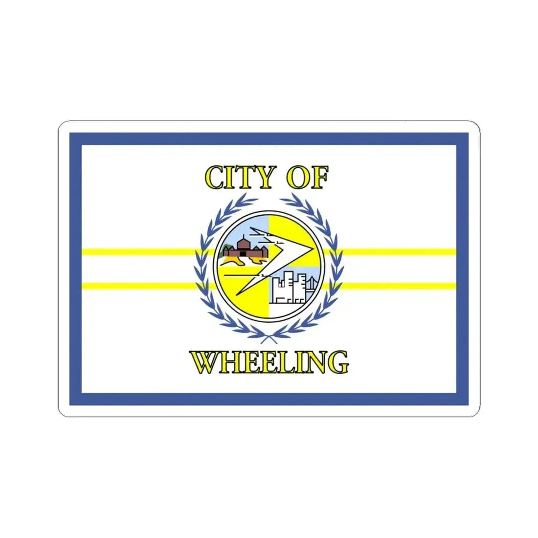 Flag of Wheeling West Virginia 1968-2018 (United States) STICKER Vinyl Kiss-Cut Decal 6 Inch White - The Sticker Space