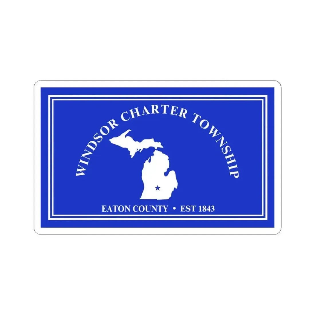 Flag of Windsor Charter Township Michigan (United States) STICKER Vinyl Kiss-Cut Decal 6 Inch White - The Sticker Space