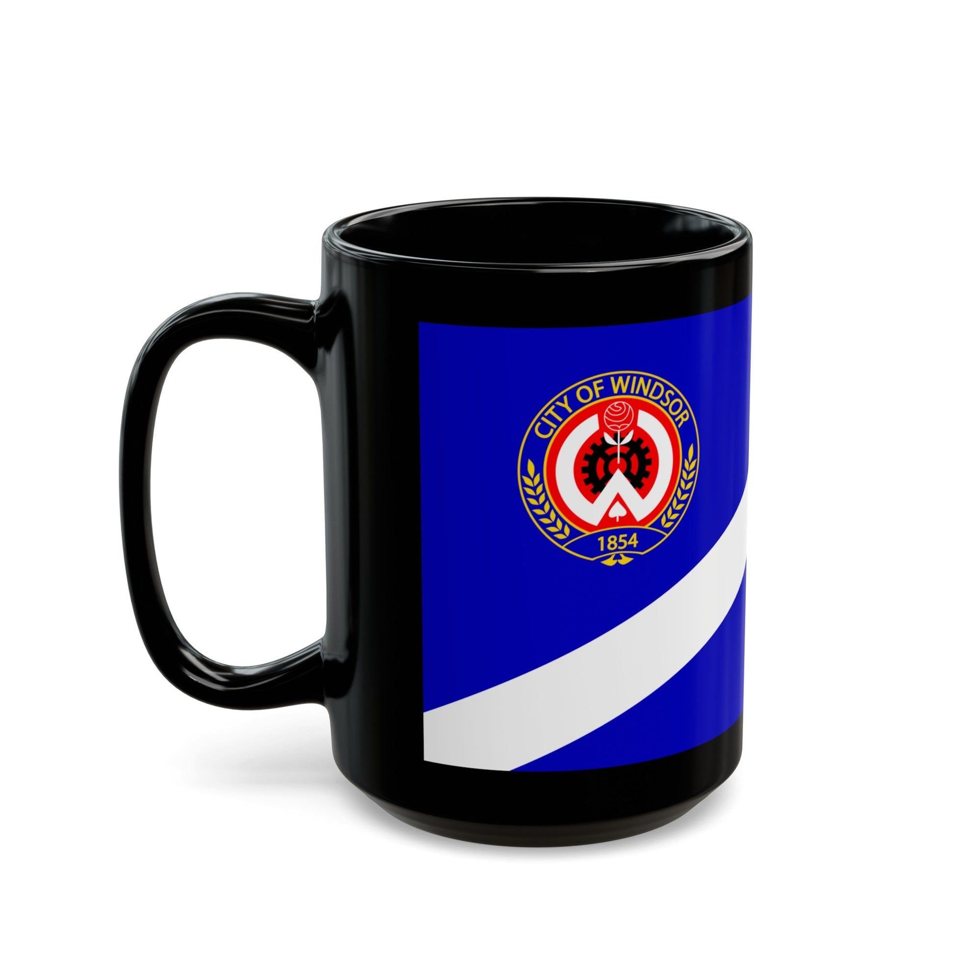 Flag of Windsor Ontario Canada - Black Coffee Mug-The Sticker Space