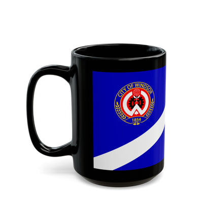 Flag of Windsor Ontario Canada - Black Coffee Mug-The Sticker Space