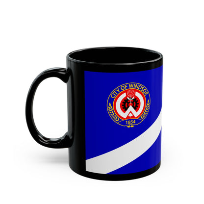 Flag of Windsor Ontario Canada - Black Coffee Mug-The Sticker Space