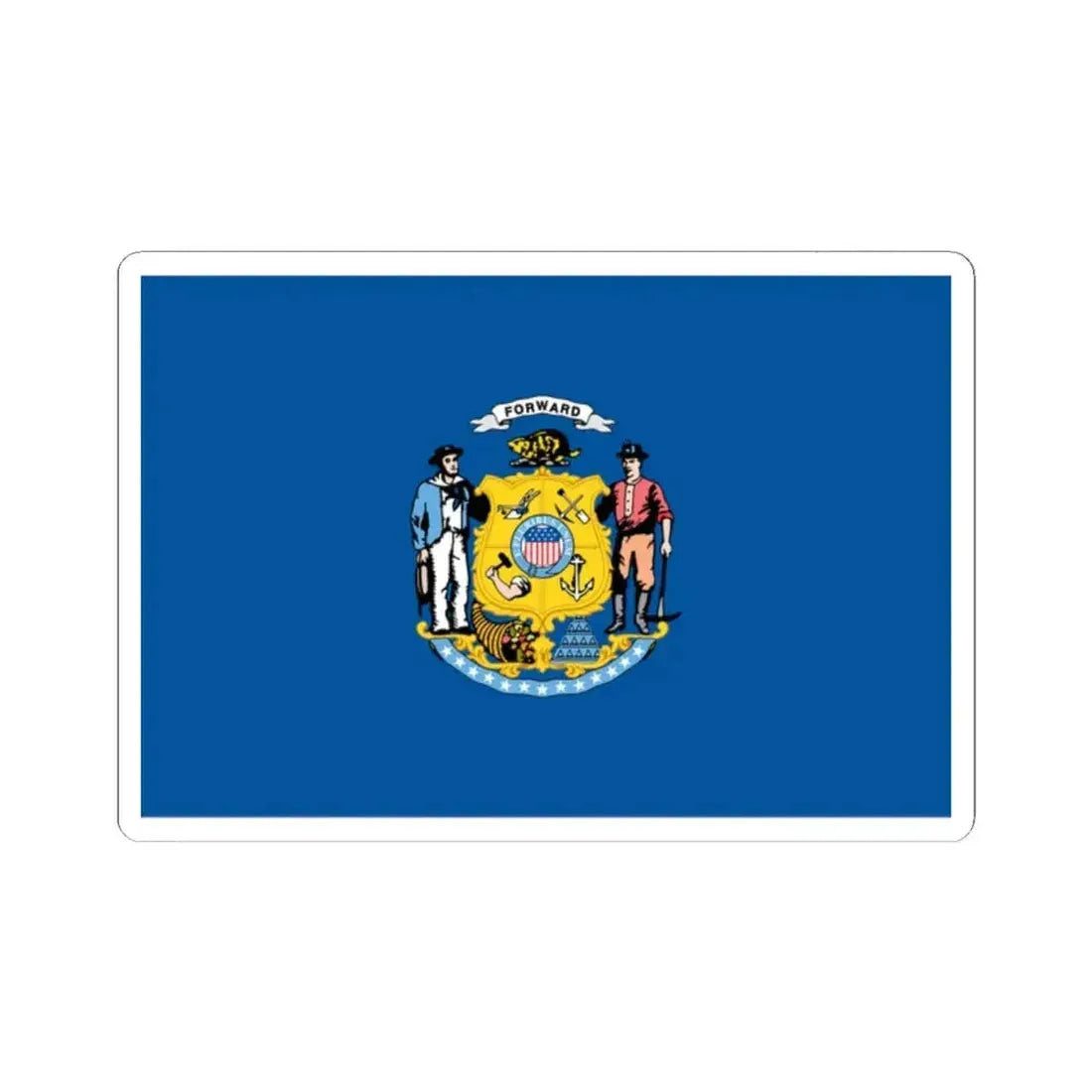 Flag of Wisconsin 1913-1981 unofficial (United States) STICKER Vinyl Kiss-Cut Decal 2 Inch White - The Sticker Space