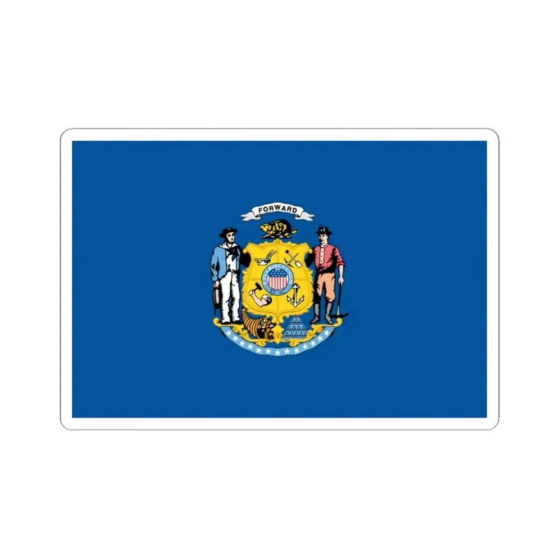 Flag of Wisconsin 1913-1981 unofficial (United States) STICKER Vinyl Kiss-Cut Decal 3 Inch White - The Sticker Space