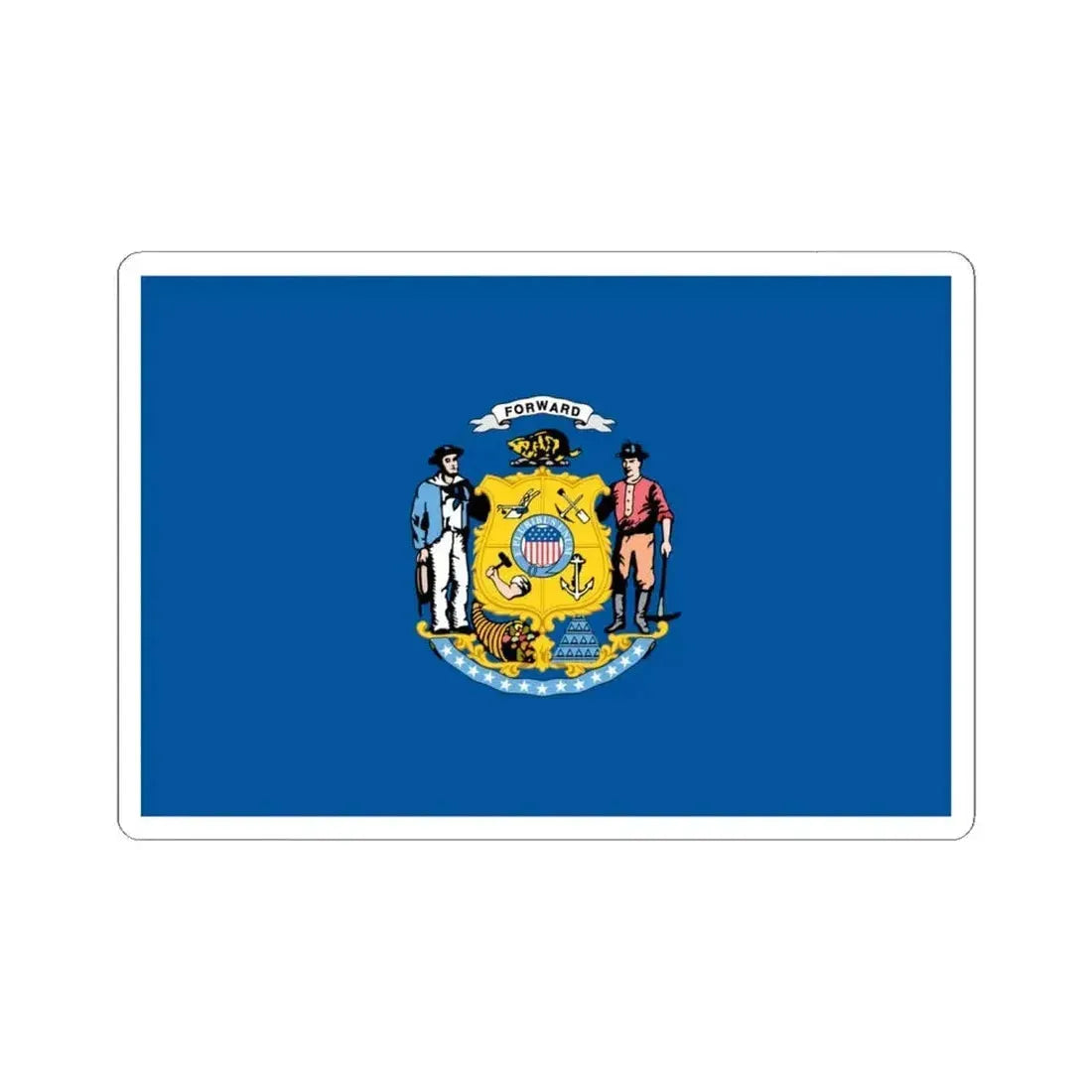 Flag of Wisconsin 1913-1981 unofficial (United States) STICKER Vinyl Kiss-Cut Decal 6 Inch White - The Sticker Space