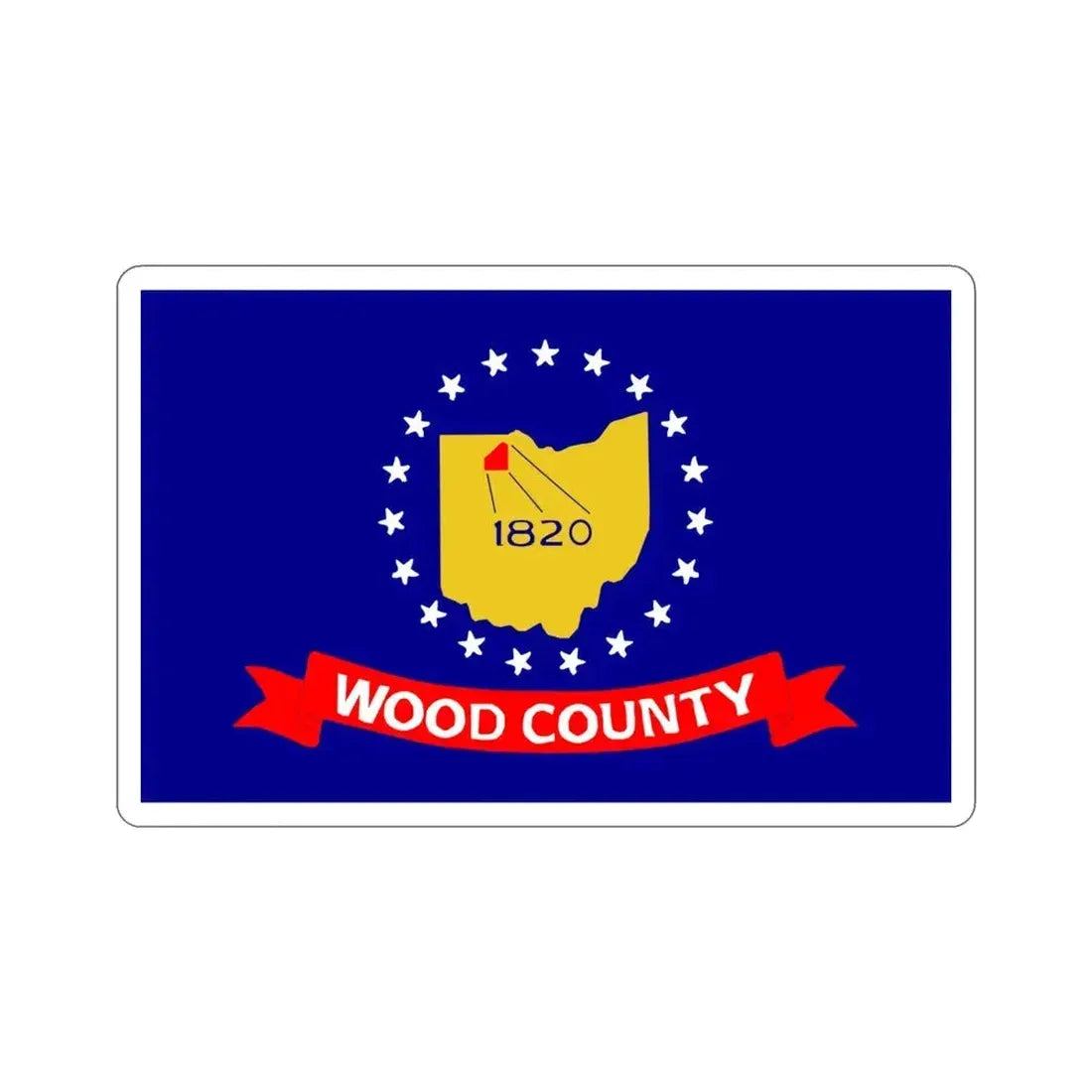 Flag of Wood County Ohio STICKER Vinyl Die-Cut Decal 4 Inch - The Sticker Space